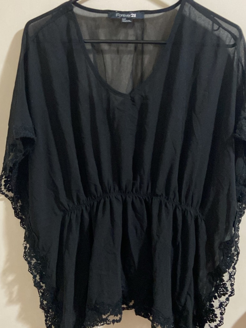 Forever 21 Sheer Lace Trim Kaftan Top
